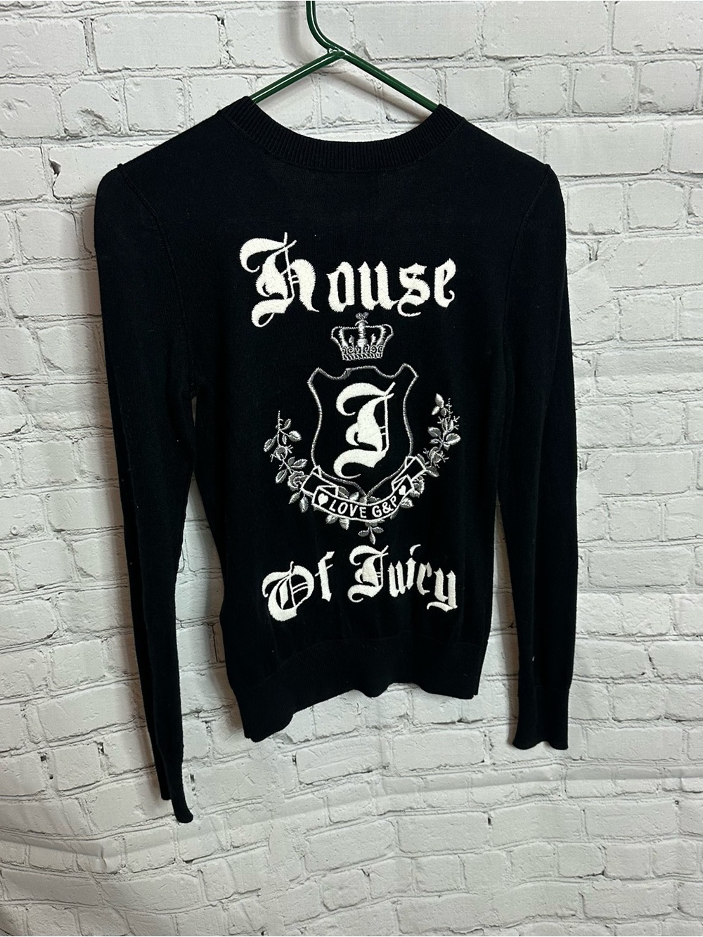 Juicy Couture Black Button-Up Cardigan with Embroidered Crest - Picture 4 of 5